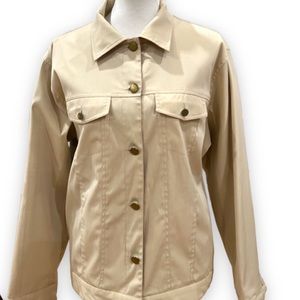 George Simonton fully lined multiple pockets light tan jacket Sz L